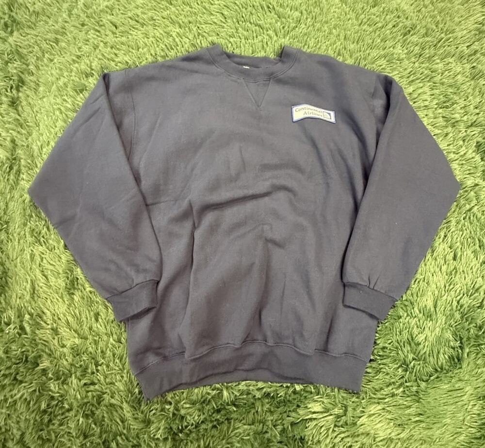 Vintage Continental Airlines Crewneck Sweatshirt Medium Navy Blue Souvenir